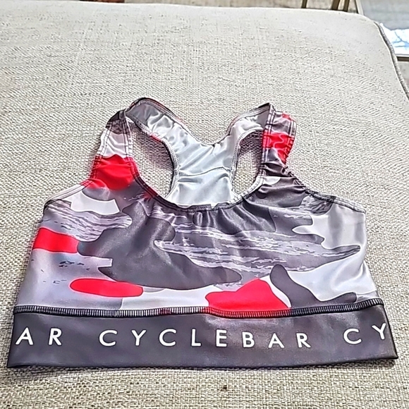 CYCLEBAR Sports Bra/cropped top Small Grey silver red - Picture 1 of 6